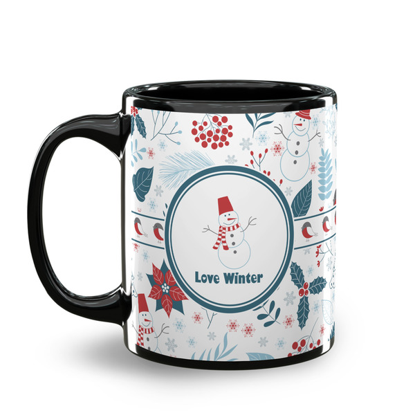 Winter Snowman Coffee Mug - 11 oz - Black