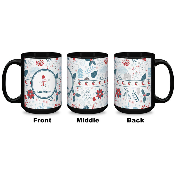 Winter Snowman Coffee Mug - 15 oz - Black APPROVAL