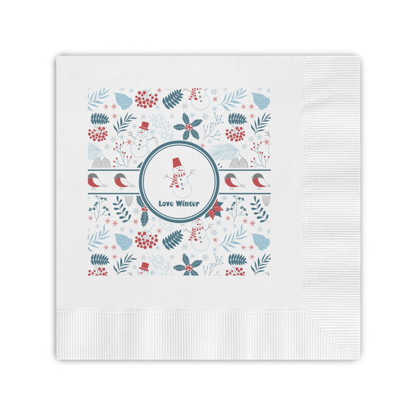 Custom Winter Snowman Coined Cocktail Napkins