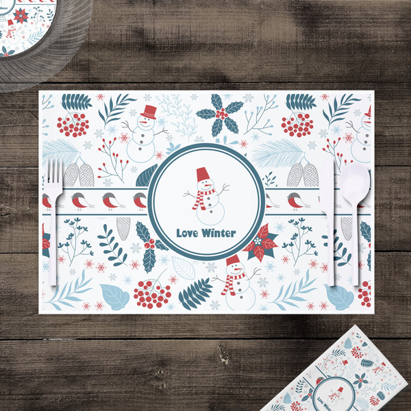 Winter Snowman Disposable Paper Placemat - In Context