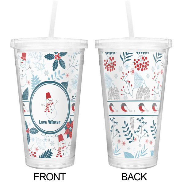 Winter Snowman Double Wall Tumbler with Straw - Approval
