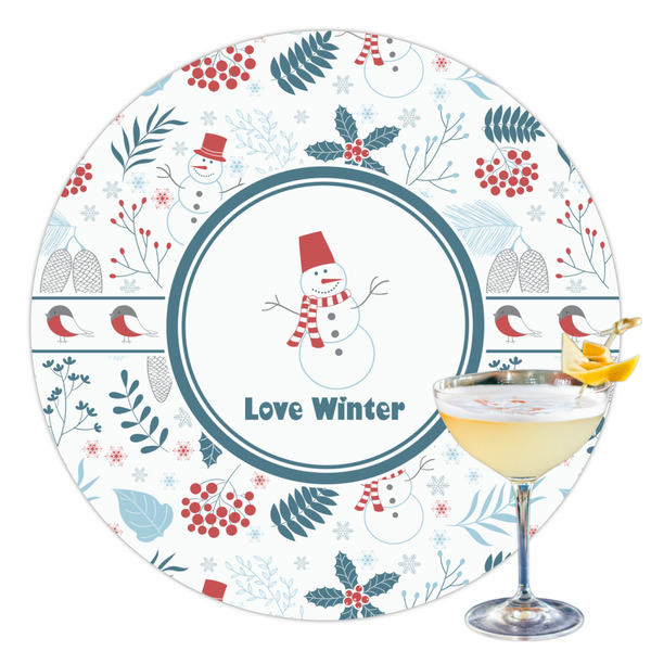 Custom Winter Snowman Printed Drink Topper - 3.5"