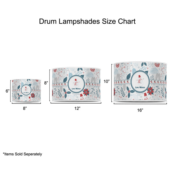 Winter Snowman Drum Lampshades - Sizing Chart