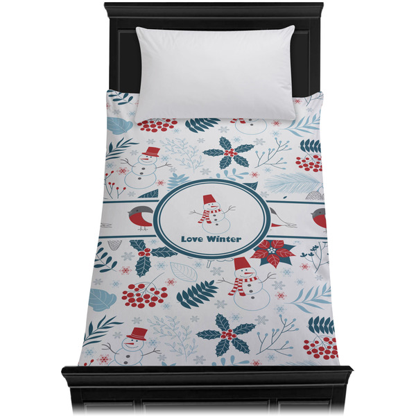 Winter Snowman Duvet Cover - Twin XL - On Bed - No Prop
