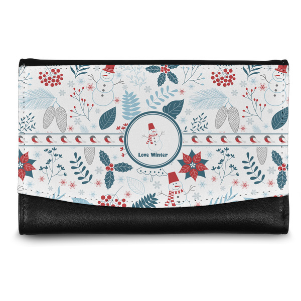 Custom Winter Snowman Genuine Leather Women's Wallet - Small