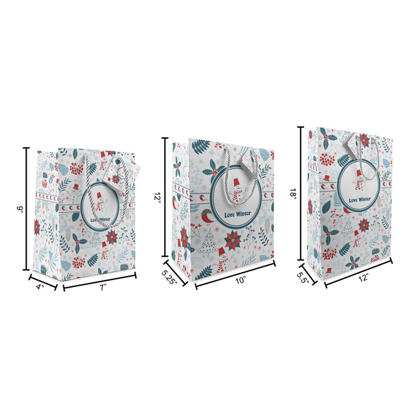 Winter Snowman Gift Bags - All Sizes - Dimensions