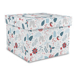 Winter Snowman Gift Box with Lid - Canvas Wrapped - Large