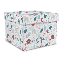 Winter Snowman Gift Box with Lid - Canvas Wrapped - Large