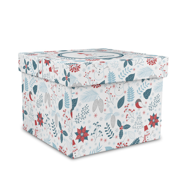 Custom Winter Snowman Gift Box with Lid - Canvas Wrapped - Medium