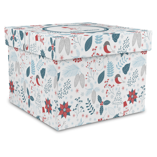 Custom Winter Snowman Gift Box with Lid - Canvas Wrapped - XX-Large