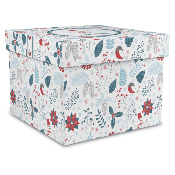 Custom Winter Snowman Gift Box with Lid - Canvas Wrapped - XX-Large