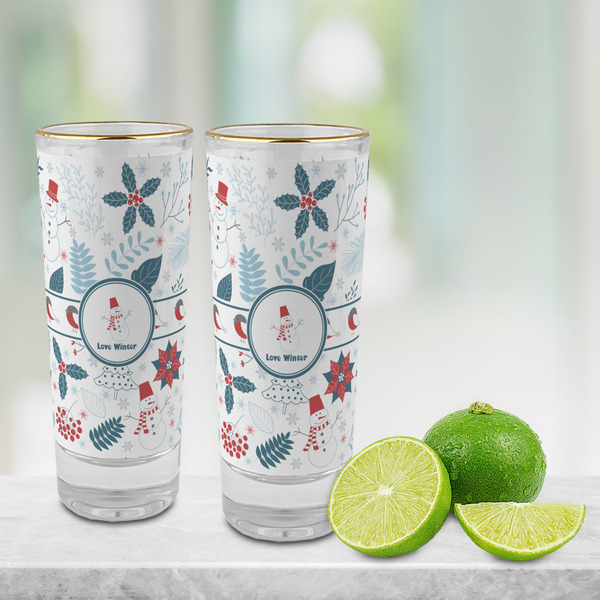 Winter Snowman Glass Shot Glass - 2 oz - LIFESTYLE