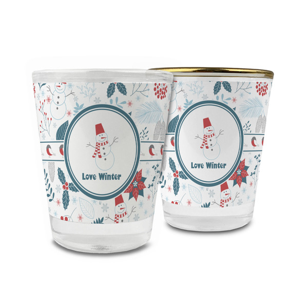 Custom Winter Snowman Glass Shot Glass - 1.5 oz