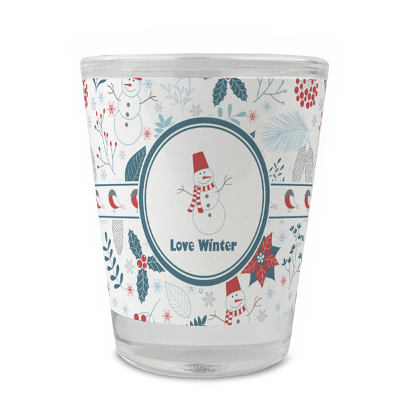 Custom Winter Snowman Glass Shot Glass - 1.5 oz - Set of 4