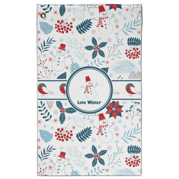 Custom Winter Snowman Golf Towel - Poly-Cotton Blend - Large