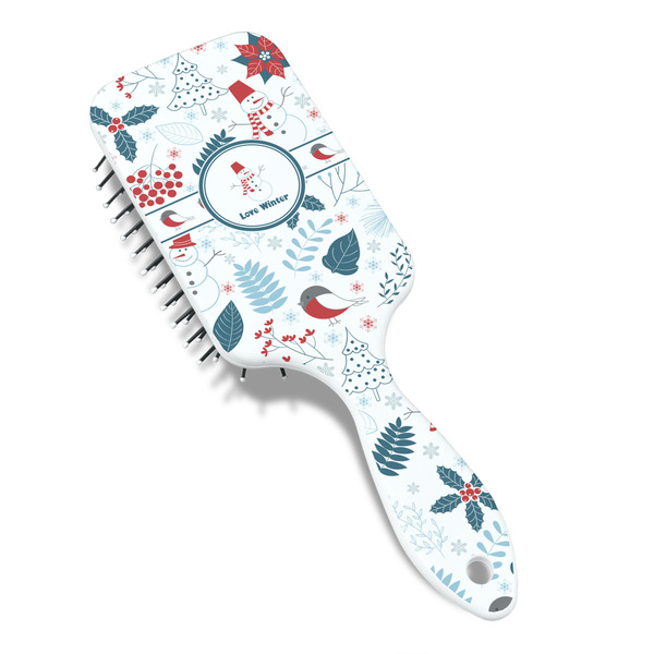 Winter Snowman Hair Brush - Angle View