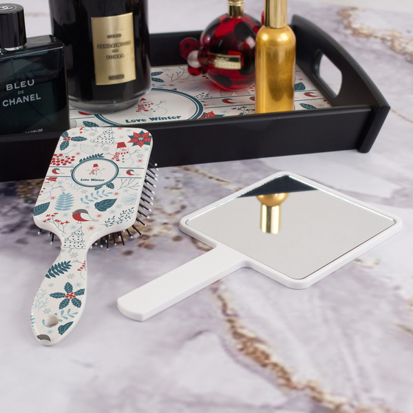 Winter Snowman Hair Brush - With Hand Mirror