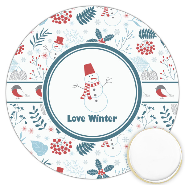 Custom Winter Snowman Printed Cookie Topper - 3.25"