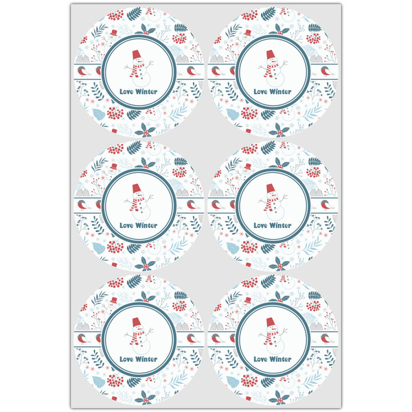 Winter Snowman Icing Circle - Large - Set of 6