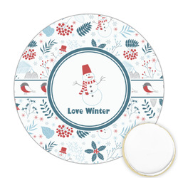 Winter Snowman Printed Cookie Topper - Round
