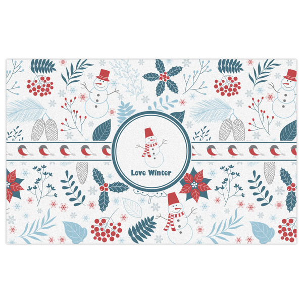 Winter Snowman Indoor / Outdoor Rug - 5'x8' - Front Flat