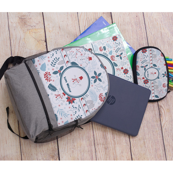 Winter Snowman Large Backpack - Gray - With Stuff