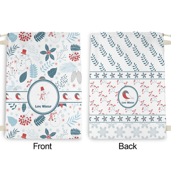 Winter Snowman Large Laundry Bag - Front & Back View