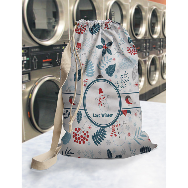 Winter Snowman Laundry Bag in Laundromat