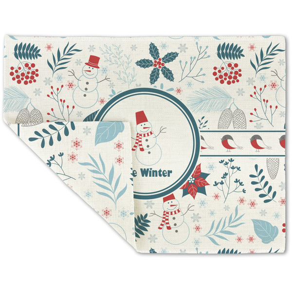 Winter Snowman Linen Placemat - Folded Corner (double side)
