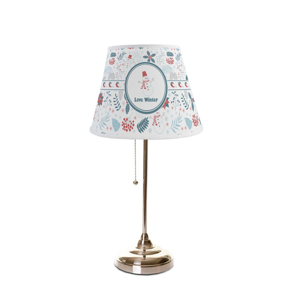 Winter Snowman Poly Film Empire Lampshade - On Stand