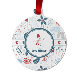 Winter Snowman Metal Ball Ornament - Double Sided