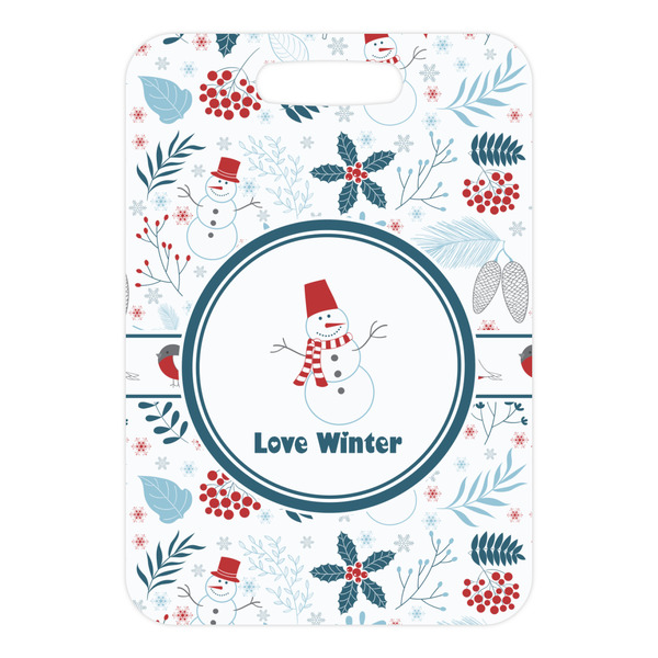 Winter Snowman Metal Luggage Tag - Front Without Strap
