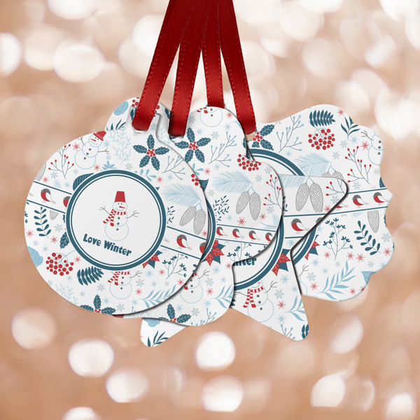 Custom Winter Snowman Metal Ornaments - Double Sided