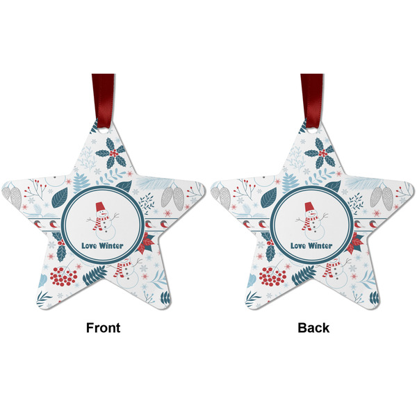Winter Snowman Metal Star Ornament - Front and Back