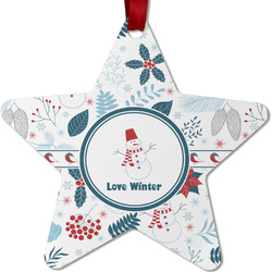 Winter Snowman Metal Star Ornament - Double Sided