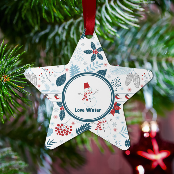 Winter Snowman Metal Star Ornament - Lifestyle