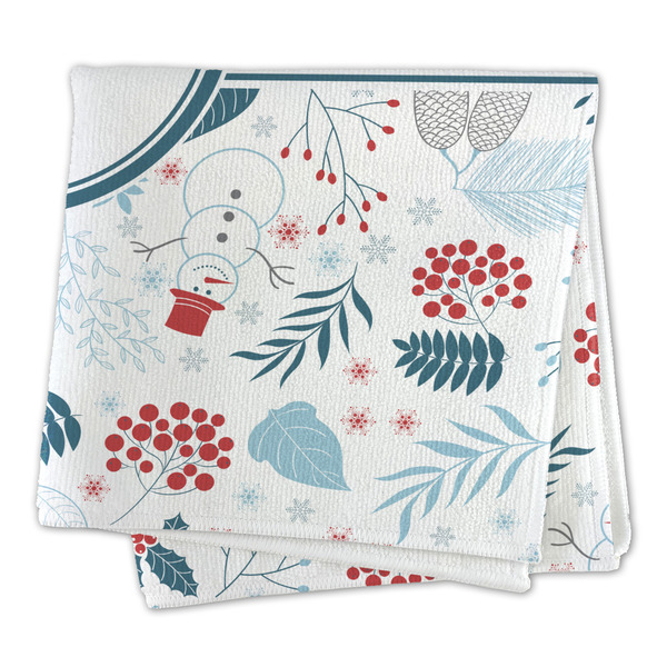 Winter Snowman Microfiber Dish Rag - FOLDED (square)