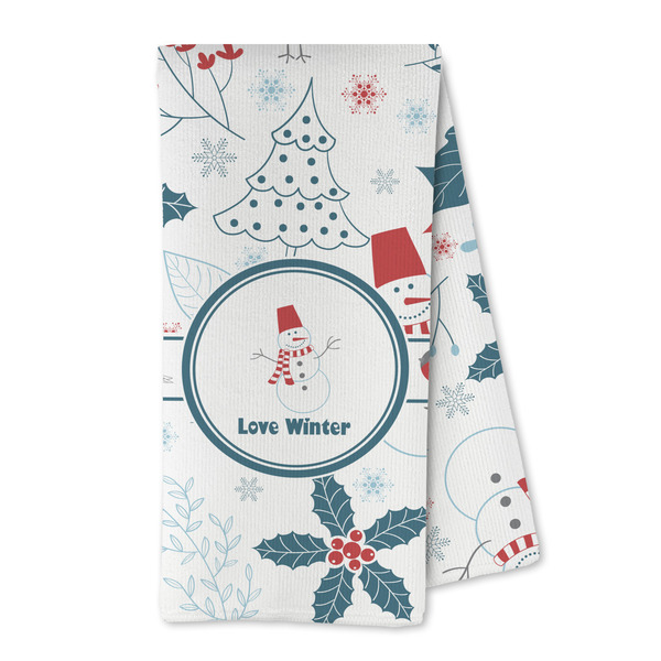 Custom Winter Snowman Kitchen Towel - Microfiber