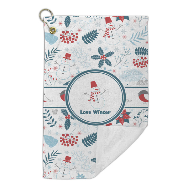 Winter Snowman Microfiber Golf Towels Small - FRONT FOLDED