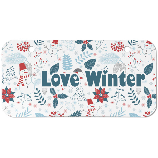Custom Winter Snowman Mini/Bicycle License Plate (2 Holes)