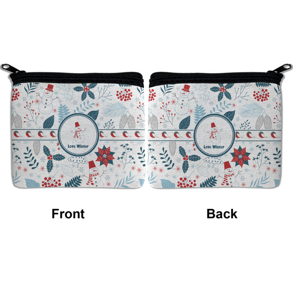 Winter Snowman Neoprene Coin Purse - Front & Back (APPROVAL)