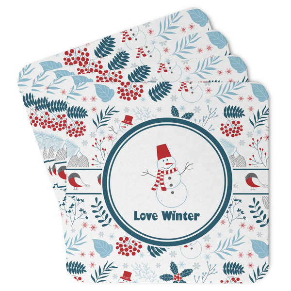 Custom Winter Snowman Paper Coasters