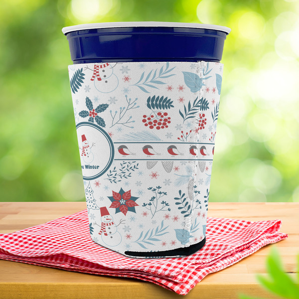 Winter Snowman Party Cup Sleeves - with bottom - Lifestyle