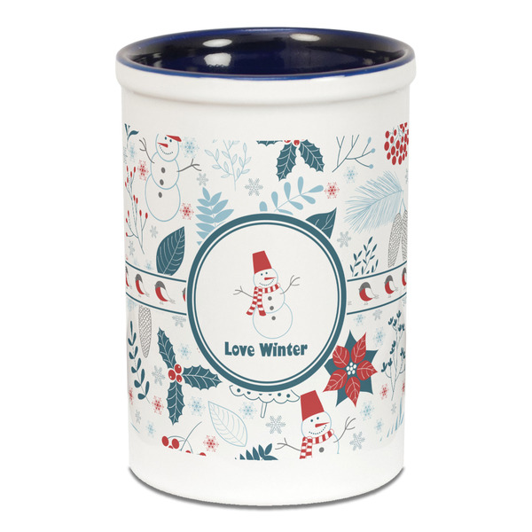 Winter Snowman Pencil Holder - Blue