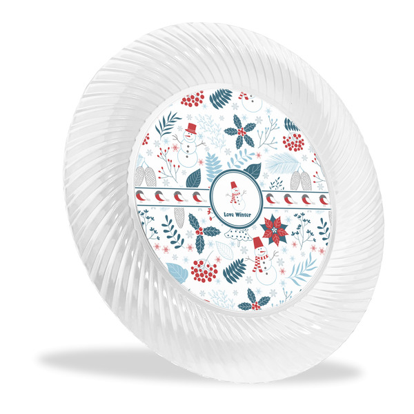 Custom Winter Snowman Plastic Party Dinner Plates - 10"