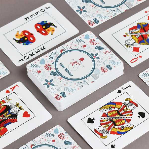 Winter Snowman Playing Cards - Front & Back View