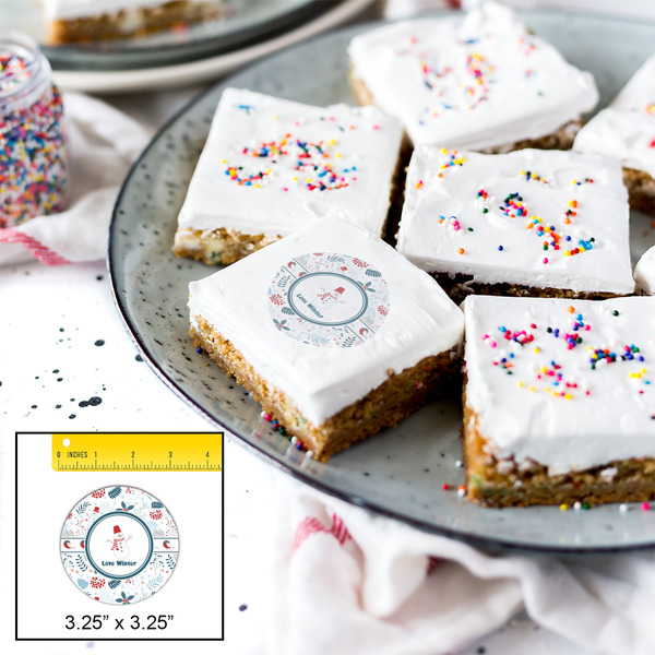 Winter Snowman Printed Icing Circle - Large - In Context