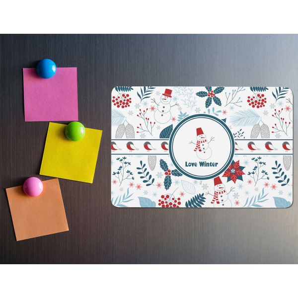 Winter Snowman Rectangular Fridge Magnet - LIFESTYLE