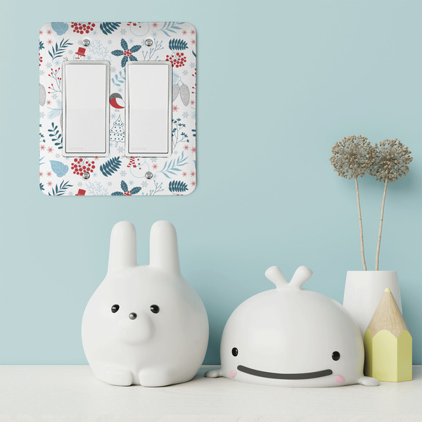 Winter Snowman Rocker Light Switch Covers - Double - IN CONTEXT