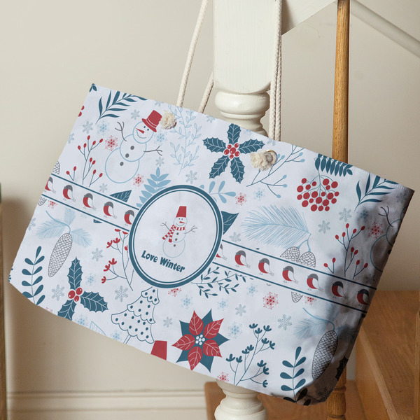 Winter Snowman Large Rope Tote - Life Style